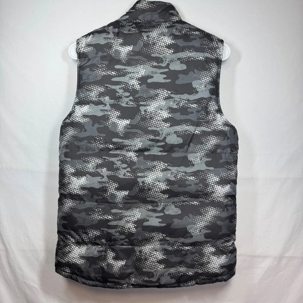 Cherokee Women's Puffer Vest‎ Reversible Black Gray Camo Sz Large 12/14